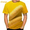 Camisetas masculinas 2023 Botânica Corninha-hop 3D Prind Fashion Streetwear Manga de manga curta feminina Tops