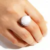 Anillos de racimo Anillo de moneda barroca Perla natural de agua dulce 17 mm Blanco Púrpura Plano Plata Escudo ajustable Mujer