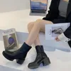 Сапоги из толстой хвостовой женской платформы на высоких каблуках Ladies 2023 Acpper Zipper Женская корейская модная ботинка