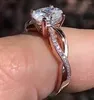 Кластерные кольца Сплошные 14 -километровые женщины из розового золота кольцо с бриллиантами moissanite 1 2 3 4 5 Овальная волна Свадебная вечеринка годовщина годовщина романтика