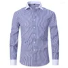 Men's Dress Shirts Spring And Summer French Business Shirt Non Iron Formal Long Sleeve Solid Striped Casual Top