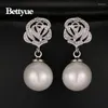 Studörhängen Bettyue Märke Fashion Charm Flower Jewelry Zircon Rose Pearl For Woman Wedding Party Gothic Gift