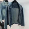 Erkek Demin Ceketleri Jakquard Dokunma Günlük Moda Kadın Denim Ceket ve Jeans Trailsuit Marka Tasarımcısı Jean Bitki Mektubu Tam Baskı Çamuru