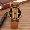 Wristwatches Natural Retro Wooden Men's Quartz Watch Brown/Black Genuine Leather Watchband Unique Arabic Numerals Dial Casual Male Watches