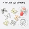 30 pçs ferramentas de manicure 3d luxo borboleta prata ouro liga diamante encantos da arte do prego jóias japonês diy strass decoração