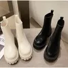 Buty kobiety kostki żeńskie platforma motocyklowa jesień zimowe buty butów damskie skórzane obuwie 2023