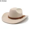 Sboy Hats Winter Jesień Kowajny Kowajny Kowajny dla dżentelmena Lady Cowgirl Jazz Wide Brim poczuł Fedora Sombrero Hombre 230823