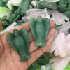 Decorative Figurines 2pcs 1.5" Beautiful Natural Green Aventurine Crystal Gemstone Angel Carvings Meditation Reiki Healing Handcarved Stone