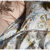 Sängkläder sätter Diphylleia Silky Egyptian Cotton European Barock Style Floral Printed Däcke Cover Bed Sheet Luxury Bedding Set 230823