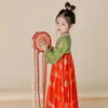 Sukienki dla dziewczyn Summer Małe dziewczynki Korzystanie z długich rękawów sukienki małej dziewczynki elegancka chińska starożytna sukienki na r230824
