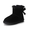 Kids Warm Bow Boots Children Classic Mini Half Snow Boot Winter Full fur Fluffy furry Satin Ankle Preschool PS Enfant Child kid Toddler Girl Tod Boots Booties bowkn 23