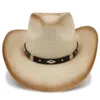 Sboy Hats Handmade Weave Cowboy Hat For Men Western Hat Straw Sun Sombrero Size 58cm A0231XSJ 230823