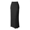 Casual jurken hoge taille rokken dames solide sexy lange kokerrok faldas vrouwen comfort bodycon stiksel maxi