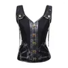 Bustiers Corsets Steampunk hauts Corset à porter femmes taille bustier haut surbuste en cuir à lacets minceur gaine ventre corsage Burlesque