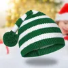 Beretten contrast kleur kinderen hoed gezellige feestelijke winter santa hoeden gebreide strepen pluche ballen anti-slip ontwerp voor unisex oor