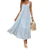 Casual Dresses Women s tryckta ärmlös klänning Bind Summer Flower Party Loose Length Beach Street Clothing