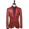 Men's Suits & Blazers Fancy Sequin Shawl Lapel Men Suit Blazer Stage Performance Coat Singer Annual Costume Jacket Blazer1246R