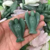 Decorative Figurines 2pcs 1.5" Beautiful Natural Green Aventurine Crystal Gemstone Angel Carvings Meditation Reiki Healing Handcarved Stone