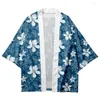 Etniska kläder japanska blommatryck kimono casual strand cardigan toppar kvinnor män streetwear samurai haori yukata