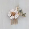 Hair Clips Gold Color Headpieces Flower Leaf Combs Pins Bridesmaids Brides Hairpins For Women Wedding Accessories Bridal Jewelry