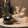 Oggetti decorativi Figurine Amanti Statue Bulldog con scatola di conservazione delle ciotole per chiavi gioielli francese bulldog figurina decorazione tavolo da tavolo sulpture 230823