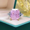 Wedding Rings 16 Carat Super Flash Crushed Ice Cut Large Diamond Ring Women S Cherry Blossom Pink Fashion 925 Sterling Silver 230824