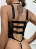 Shapers femininos Sexy Nightdress Hollow Bodysuit Woman Sex Lingerie escondida shapewear