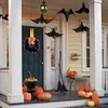 Couronnes de fleurs décoratives pour Halloween, couronne de 11 pouces avec décorations, citrouilles en bois d'automne, ventouses de fenêtre