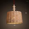 Lampy wisiork w Azji Południowo -Wschodniej w chińskim stylu bambus rattan sztuka edison lampa restauracja herbaciana herbata