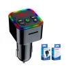 Billaddare BT5.0 FM -sändare F2 F3 F4 F5 F6 F7 F8 F9 F10 Rainbow LED Dual USB Fast Charging PD Type C Ports Handsfree Audio Receiver Auto MP3 Spelare för mobiltelefoner