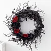 Flores decorativas de galhos pretos grinaldas assustadoras de halloween ramo de ramo de garland realista florista flor para a parede suspensa de porta