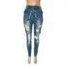 Jeans pour femmes Summer 2023 Arrivée Sexy Ripped Patch Designs Skinny pour femmes Mode Trou élastique Coton Denim Crayon Pantalon Pantalon