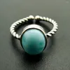 Cluster Rings Simple Women Larimar Bohemian In 925 Sterling Silver Jewelry For Birthday Party Gift