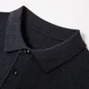 Mens Polos High Quality Fashion Casual Lapel Slim Fit Long Sleeve Polo Shirts Breathable Wool Knit Tops 230823