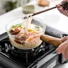 サラダ麺用の木製ハンドルミルクポット調理器具スープガスストーブ電気セラミックヒーター付きパンガラスソースパン