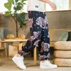 Herrbyxor pants porslin style casual bloomers män sommar tunn bomull linne löst bred ben vintage multimönster harem byxa jogger byxor