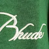 Herrspårar män kvinnor klassiska broderi rhude sets gröna blå röd svart överdimensionerad hoodie tröjor kläder fleece inuti taggar 230823