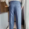 Hommes pantalons habillés taille haute pantalon 2023 automne nouveau Style britannique droit coupe ajustée costume pantalon solide décontracté mode hommes vêtementsLF20230824.