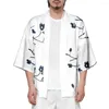 Ubranie etniczne kwiat drukowany biały japoński samuraj tradycyjny kimono 2023 HARAJUKU OUNKUSIONY CORPAY TOPS