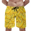 Herren -Shorts Sommerbrett Bananendruck Sport grün gelbes Muster Strand Kurzhose Freizeit schnelle trockene Schwimmstämme großer Größe große Größe