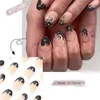 False Nails 24Pcs Short Round Press On Y2k Star Moon Pattern Nail Wearable Full Cover Artificial Acrylic Tips For Girls