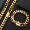 Bangle Hip Hop Rock Jewelry Free Custom Name 18K Gold Plated Miami Cuban Link Chain Stainless Steel Bracelet For Men 230824
