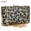 Avondtassen pailletten luipaard doos koppelingszak feestkussens boven schouder crossbody met ketting vintage crystal night bolsa feminina 230823