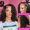 13x4 Short Bob Deep Wave Frontal Wig Water Wave Curly Glueless Wig Human Hair Ready To Wear T Part Lace Front Human Hair Wigs