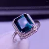 Clusterringe E401 Turmalinring 4.5ct Fein Schmuck 18K Gold natürlicher Blau Edelstein Diamanten weiblich für Frauen