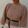 여자 스웨터 유럽 패션 브랜드 중공 후크 패턴 울 풀오버 스웨터