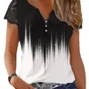 Magliette da donna stampa astratta stampa colorblock in pizzo top top women ack shirt short maniche camicia estiva primavera sexy