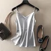 Women's Tanks Fashion Shiny Satin Smooth Camis Slim Fit 2023 Summer Sexy Camisole V-neck Top For Women Streetwear Crop Y2k