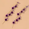 Dingle örhängen mode smycken Dainty Purple Flower for Women Girls Trendy Red Long Ethnic Style Tassel