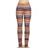 Frauenhose Echoine Herbst Bunt gestreifte Druck Leggings Hight Taily Skinny Sexy Bodycon Party Patchwork Street Frauen Kleidung